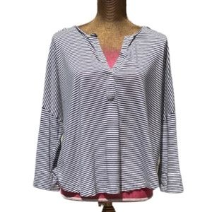Lucky Brand Women's Long Sleeve Striped Blouse/Top Size L